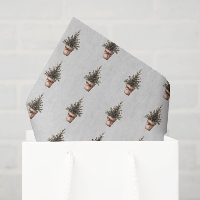Papel De Seda Navidades pinecone tree rústico personalizado de v (Bolsa de regalo)