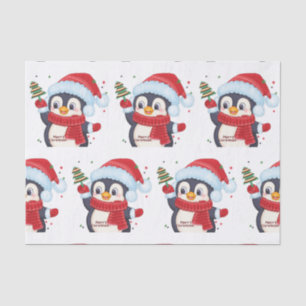 Papel De Seda Navidades Pinguin con un árbol