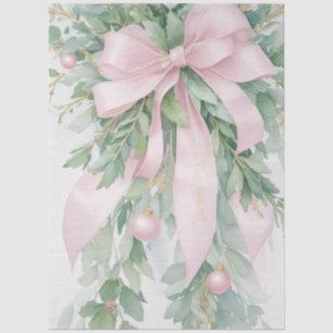 Papel De Seda Navidades Pink Satin Ribbon Holly Greenery