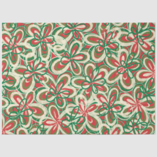 Papel De Seda Navidades pintados Patrón Floral Retro Color Verde
