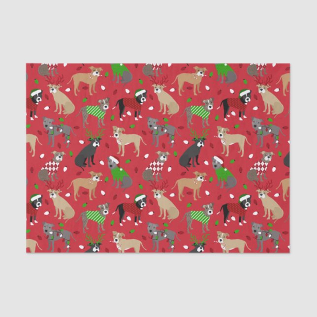 Papel De Seda Navidades Pitbull Dogs (Anverso)