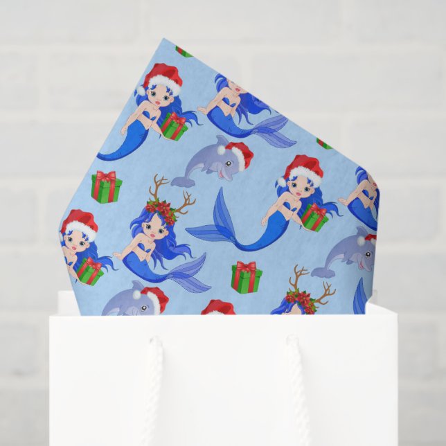 Papel De Seda Navidades playa sirenas delfines (Bolsa de regalo)