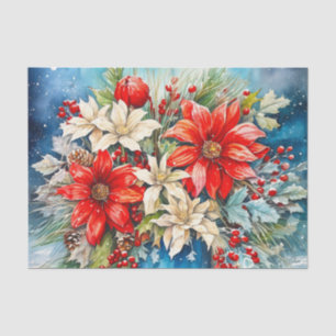 Papel De Seda Navidades Poinsettia y Berries Bouquet