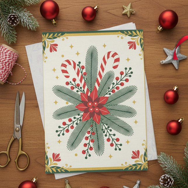 Papel De Seda Navidades Poinsettia y Candy Cane Holiday (Subido por el creador)