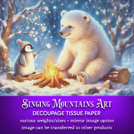 Papel De Seda Navidades Polar Bear y Penguin Campfire Desnudos