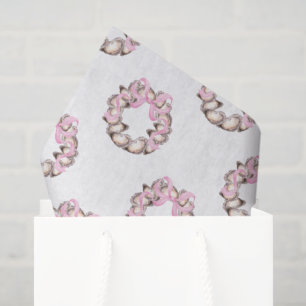 Papel De Seda Navidades Preppy Coastal Oyster Bow Wreath