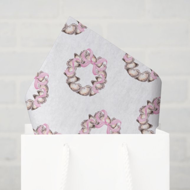 Papel De Seda Navidades Preppy Coastal Oyster Bow Wreath (Bolsa de regalo)