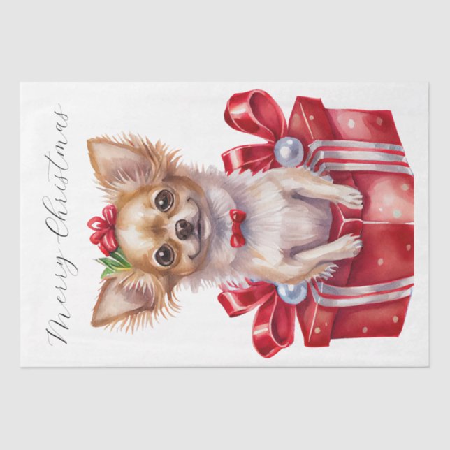 Papel De Seda Navidades Presenta Perro Cachorro (Anverso)