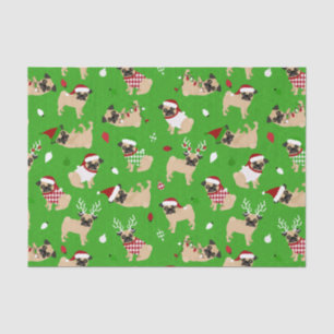 Papel De Seda Navidades pugs Green