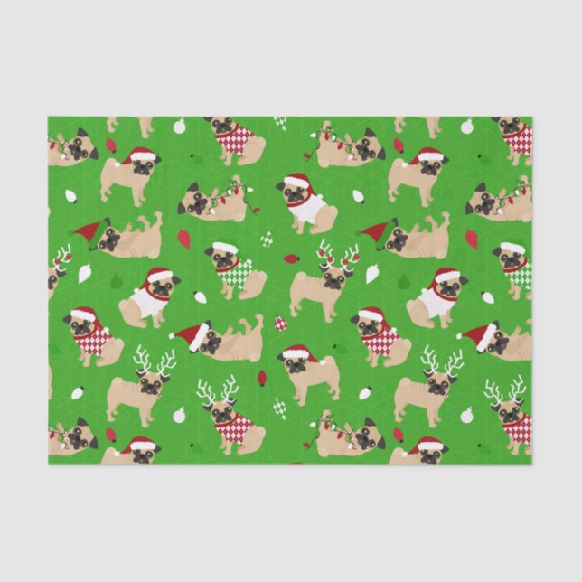 Papel De Seda Navidades pugs Green (Anverso)