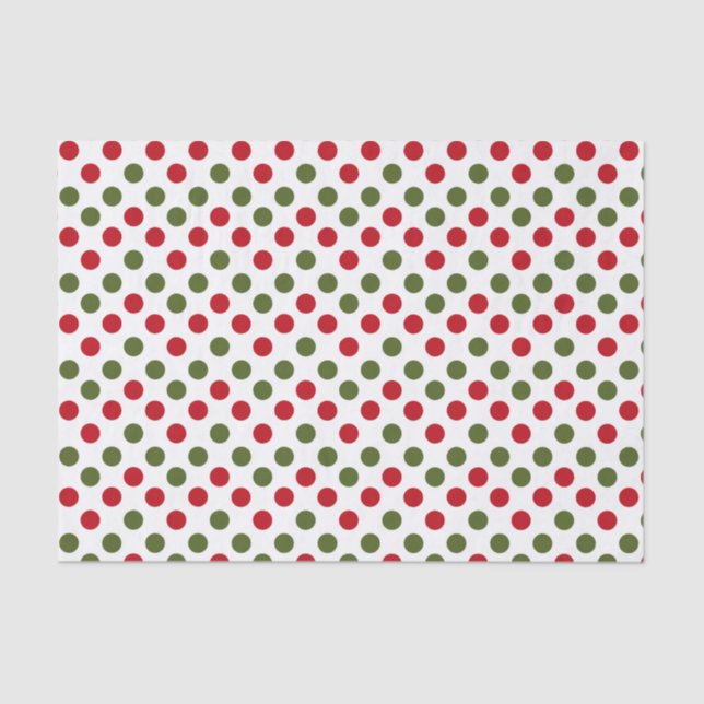 Papel De Seda Navidades Puntos De Polka Rojo Y Verde (Anverso)