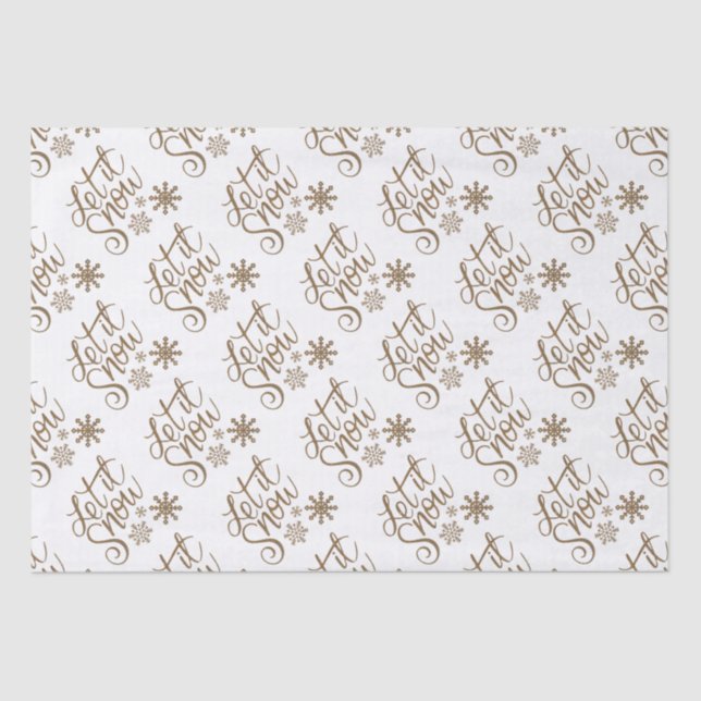 Papel De Seda navidades Purpurina de oro "Let it Snow" (Anverso)