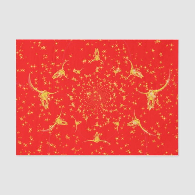 Papel De Seda Navidades Purpurina Occidental Red Gold Girly Cow  (Anverso)