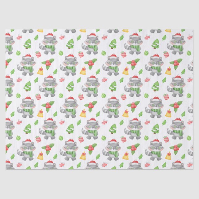 Papel De Seda Navidades Raccoon, Berries, Presenta (Anverso)