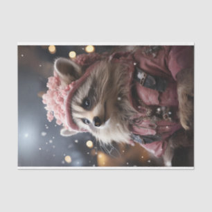 Papel De Seda Navidades Raccoon Chaqueta Rosa L.Facing Decoupage