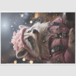 Papel De Seda Navidades Raccoon Chaqueta Rosa R.Facing Decoupage