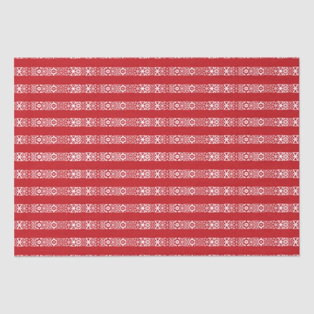 Papel De Seda Navidades rayados de encaje blanco rojo (Anverso)