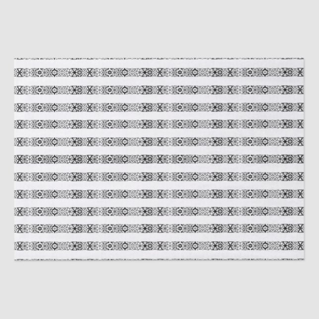 Papel De Seda Navidades rayados de encaje blanco y negro (Anverso)