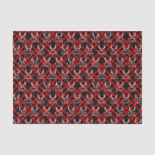 Papel De Seda Navidades Red Black Buffalo Plaid Deer Antlers