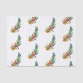 Papel De Seda Navidades Red Cardinal Blue Berries Watercolor