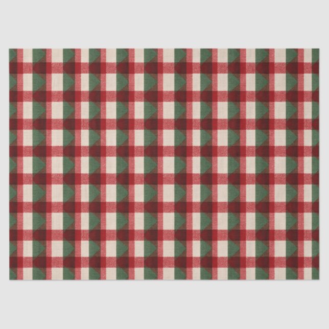 Papel De Seda Navidades Red Green Buffalo Plaid (Anverso)
