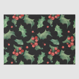 Papel De Seda Navidades Red Green Mistletoe Black