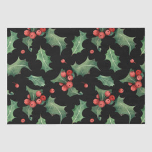 Papel De Seda Navidades Red Green Mistletoe Black