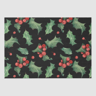Papel De Seda Navidades Red Green Mistletoe Black