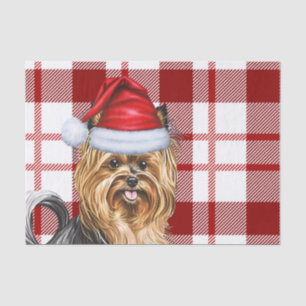 Papel De Seda Navidades Red Plaid y Biewer Terrier Dog