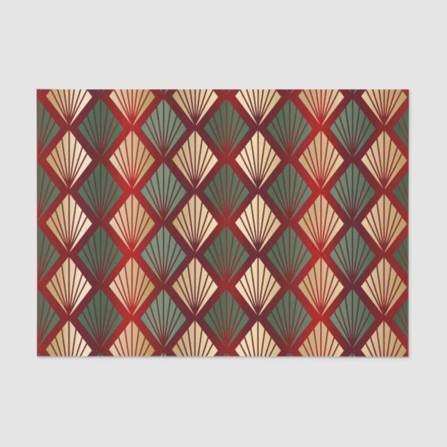 Papel De Seda Navidades Red Red Green Art Deco (Anverso)