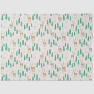 Papel De Seda Navidades renos en el bosque evergreen de invierno