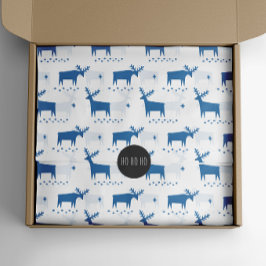 Papel De Seda Navidades renos. Patrón animal de bosque azul