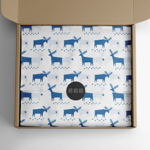 Papel De Seda Navidades renos. Patrón animal de bosque azul