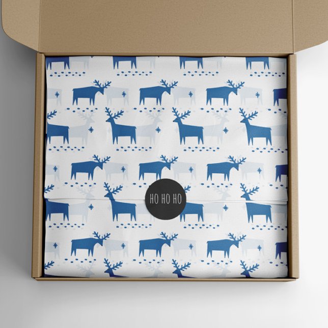 Papel De Seda Navidades renos. Patrón animal de bosque azul (Subido por el creador)
