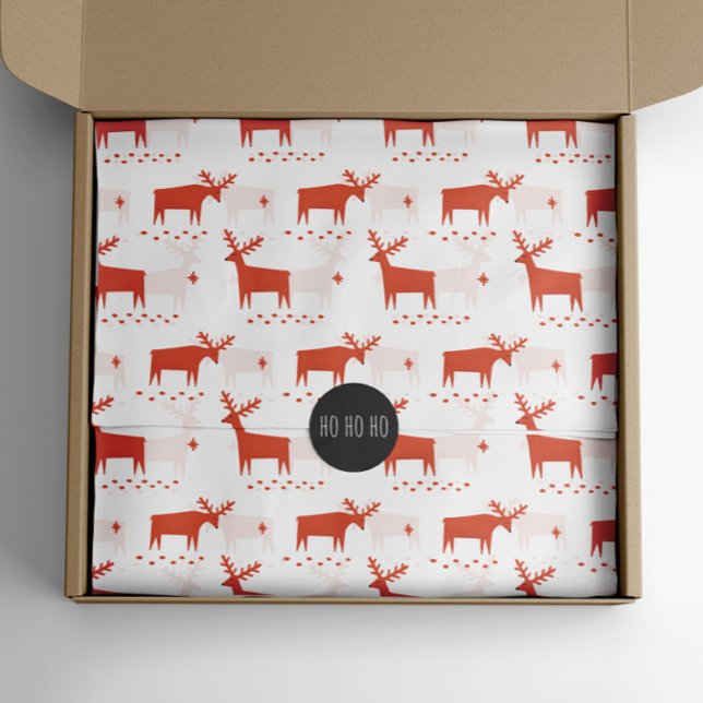 Papel De Seda Navidades renos. Patrón animal de bosque rojo (Subido por el creador)
