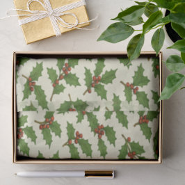 Papel De Seda Navidades repetitivos festivos Holly Leaf & Wreath