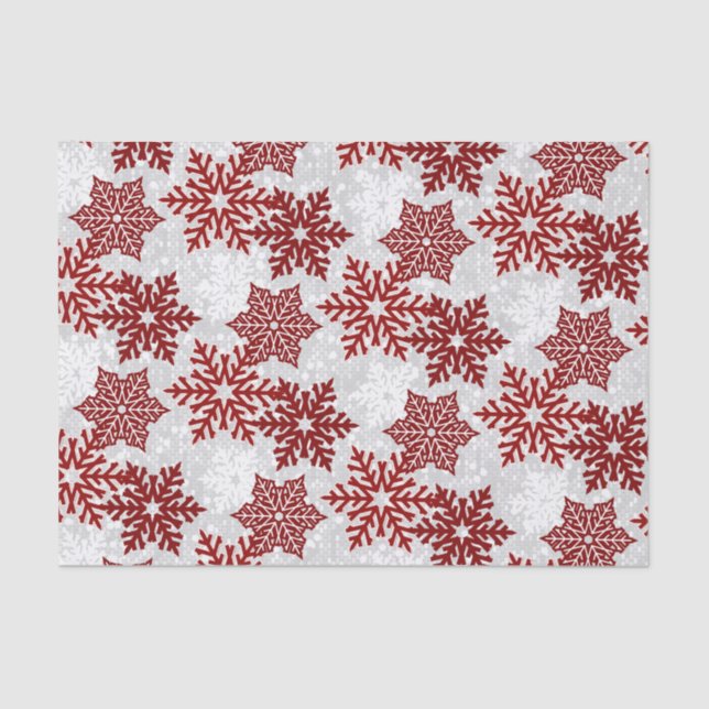 Papel De Seda navidades ⭐ resplandecen copos de nieve ❄ rojos (Anverso)
