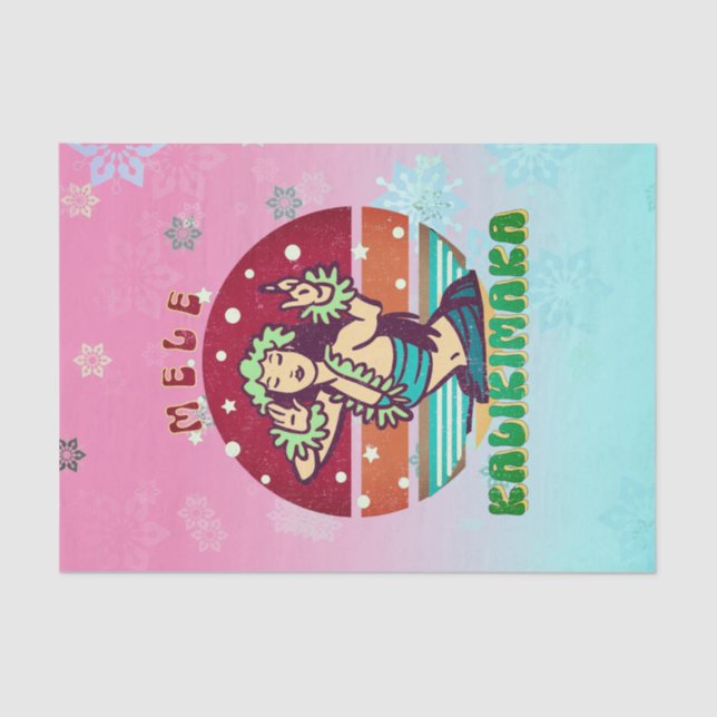 Papel De Seda Navidades retro, bailarina Mele Kalikimaka Hula (Anverso)