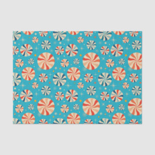 Papel De Seda Navidades retro Candy Cane Blue