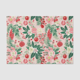 Papel De Seda Navidades Retro de Florales Verde Rosa