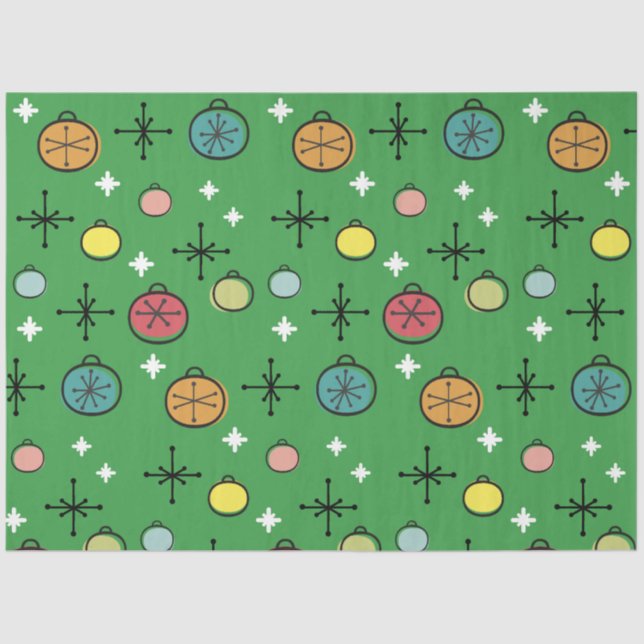 Papel De Seda Navidades retro modernos de mediados del siglo XX  (Anverso)