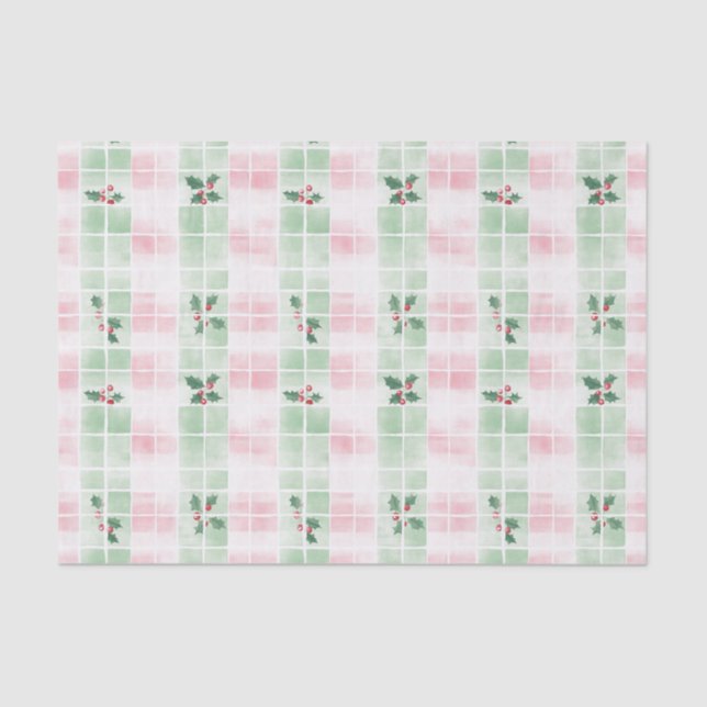 Papel De Seda Navidades Retro Pink Green Cute (Anverso)
