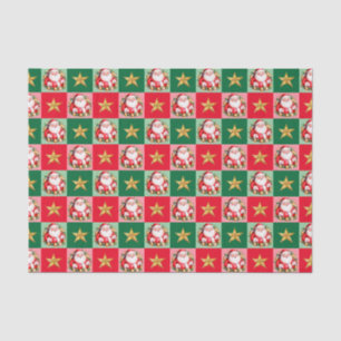 Papel De Seda Navidades Retro Santa Claus Tartan Plaid