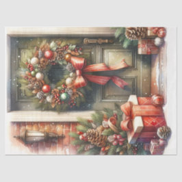 Papel De Seda Navidades retro Wreath Decoupage