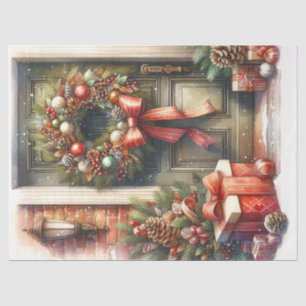 Papel De Seda Navidades retro Wreath Decoupage