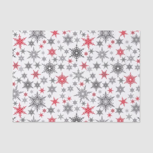 Papel De Seda Navidades, rojo, blanco, copos de nieve, invierno, (Anverso)