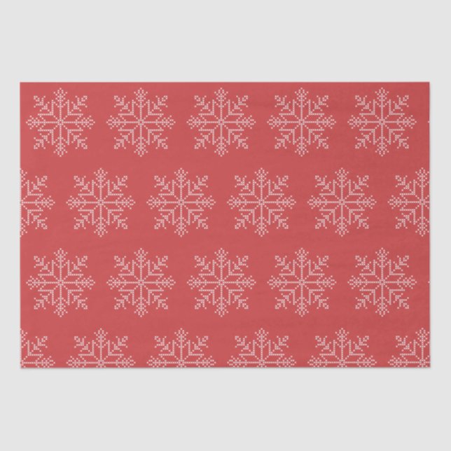 Papel De Seda Navidades rojos arte estacional de copos de nieve (Anverso)