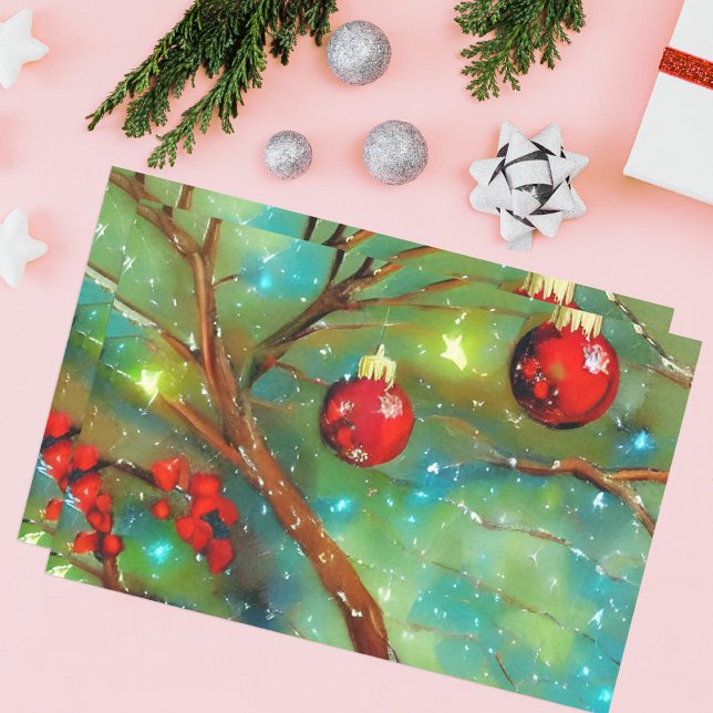 Papel De Seda Navidades Rojos Baubles Y Luces Brillantes (Subido por el creador)