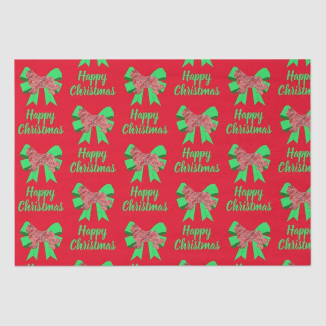 Papel De Seda Navidades rojos de Terranova perro y vaca verde (Anverso)