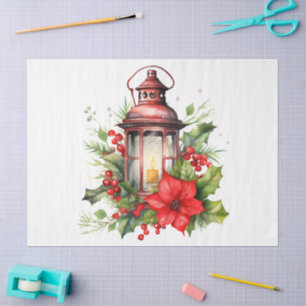 Papel De Seda Navidades rojos Lantern Poinsettia y Pine